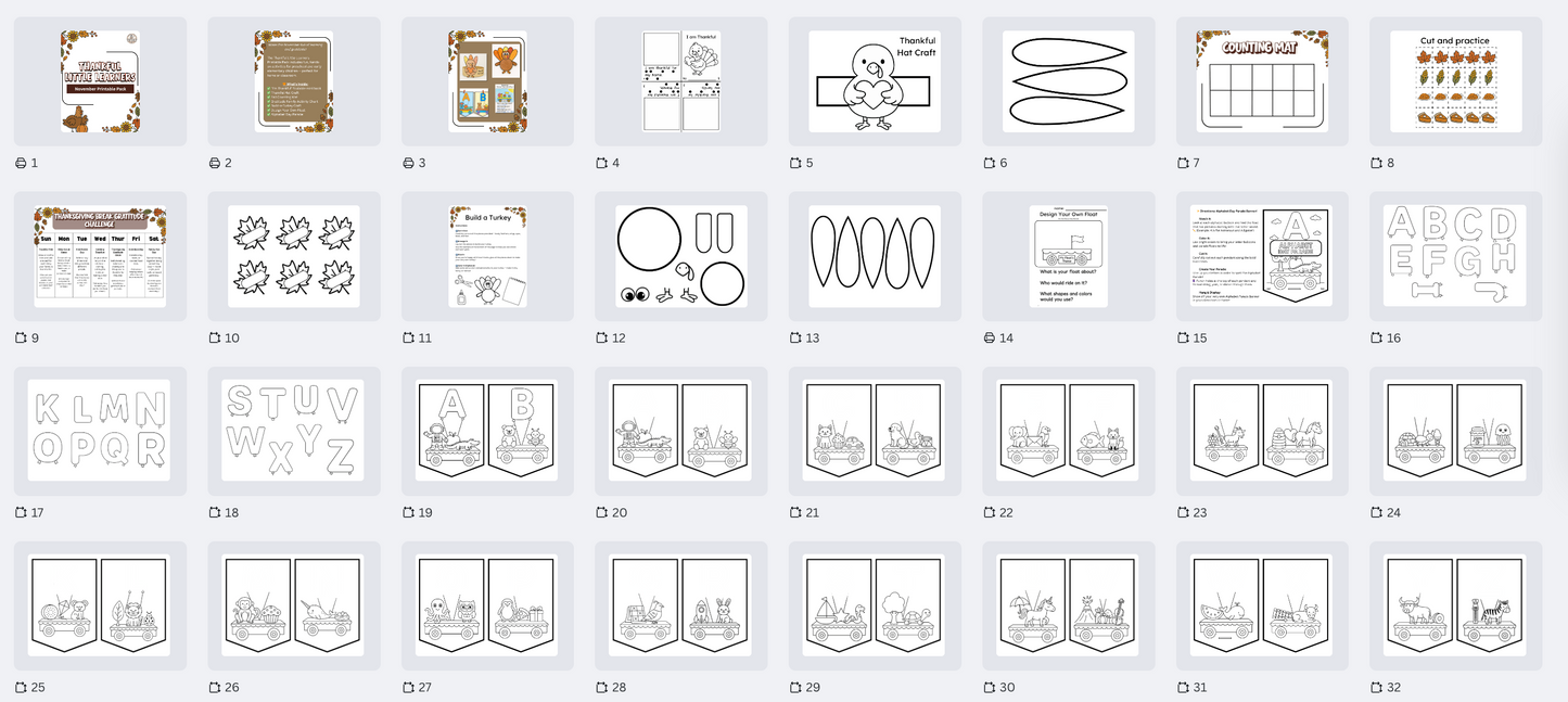 November Printable Pack | Thankful Little Learners Edition