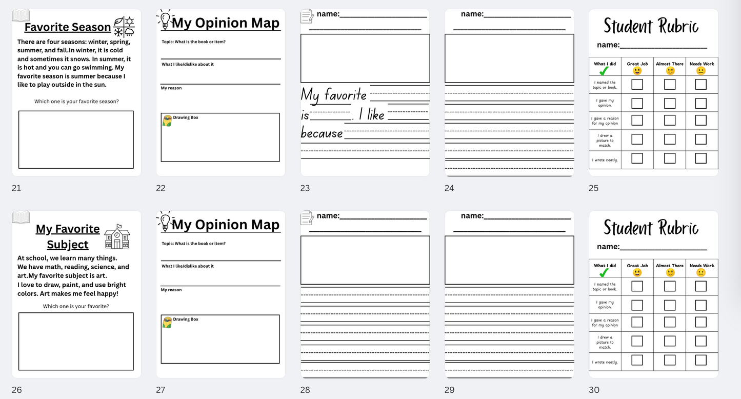 Little Author Pack :Opinion Writing (Kindergarten)