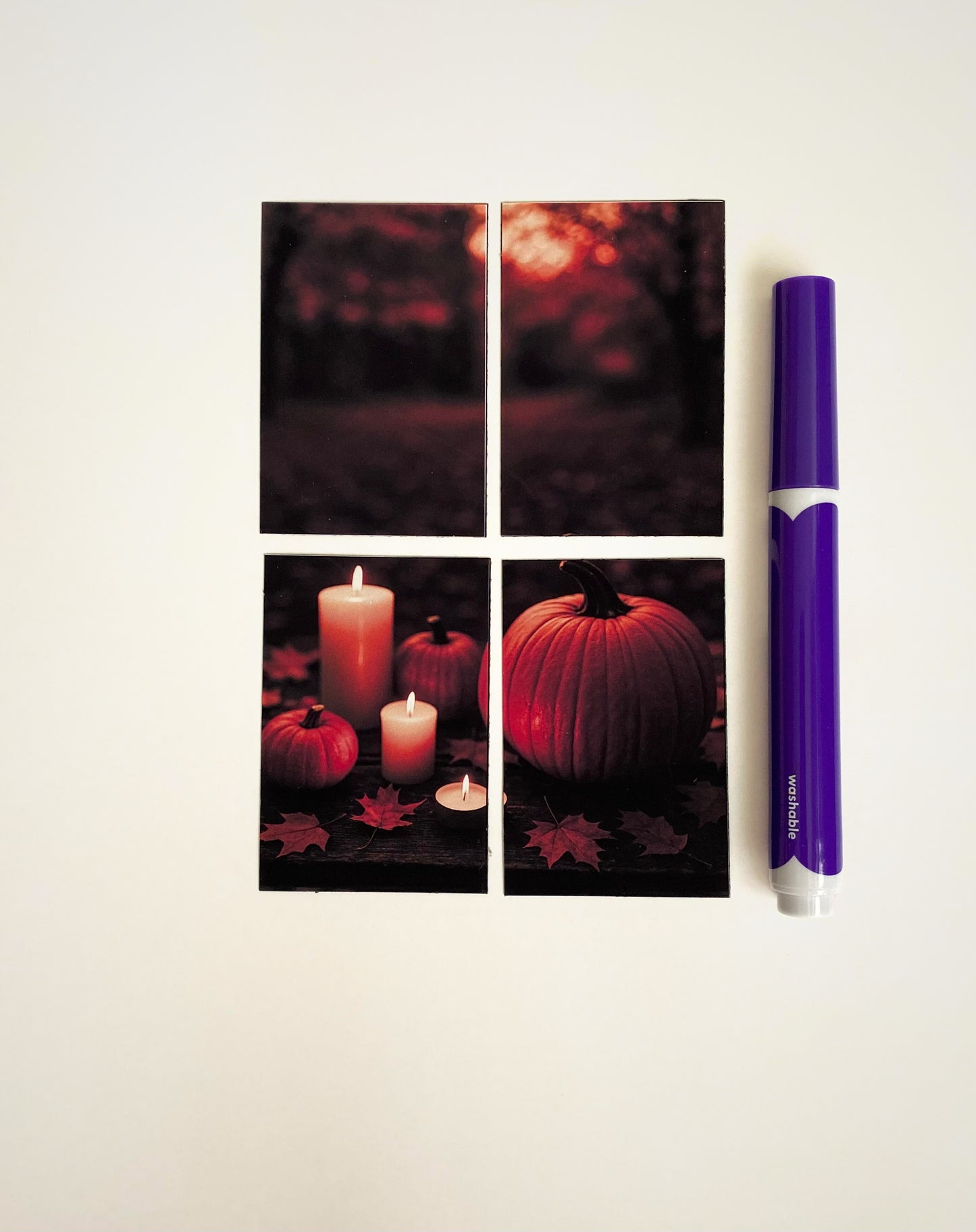 Autumn Pumpkin & Candle Magnet Puzzle – Cozy Fall 4-Piece Set