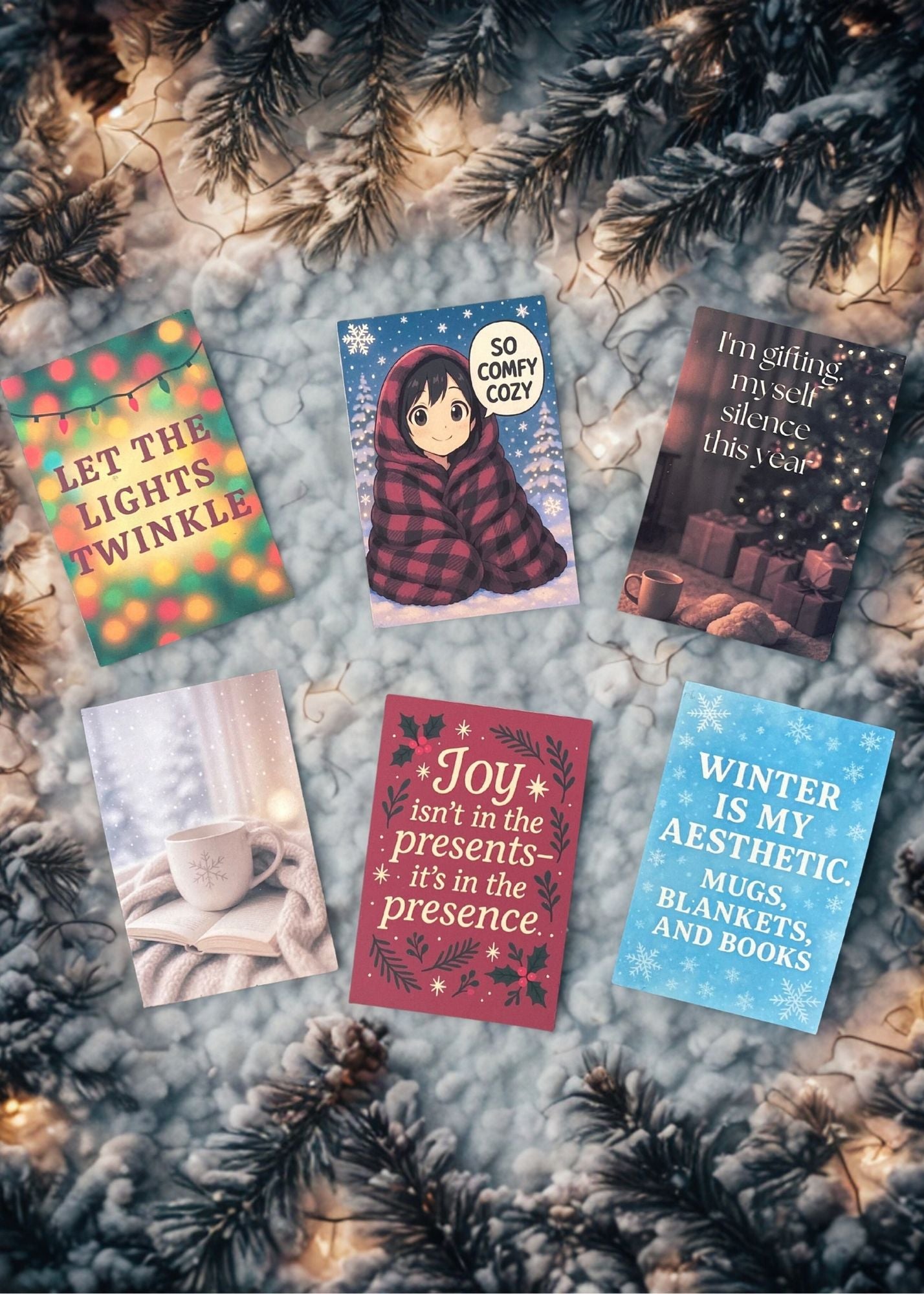 Winter Magnet Pack – Set of 6 Cozy Aesthetic Quote Magnets | 2x3 Fridge Decor for the Holiday Season