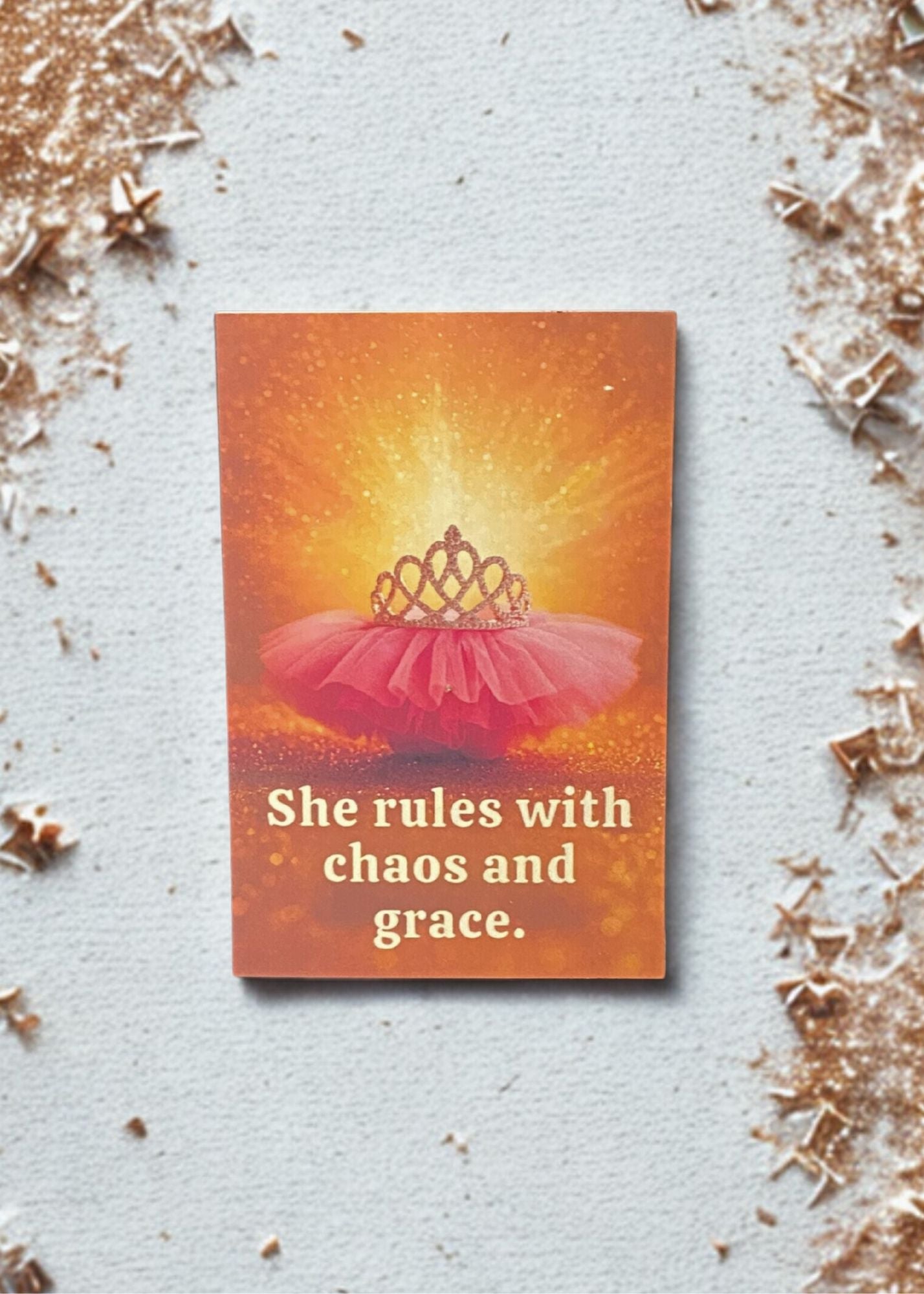 “She Rules with Chaos and Grace” Magnet | Empowering Mom Quote – 2x3 Fridge Art