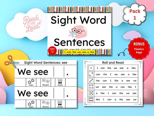 Pack 1: Sight Word Sentence Builder (I, can, the, we, see, a, like)