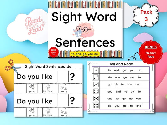 Pack 3: Sight Word Sentence Builder (to, and, go, you, do)