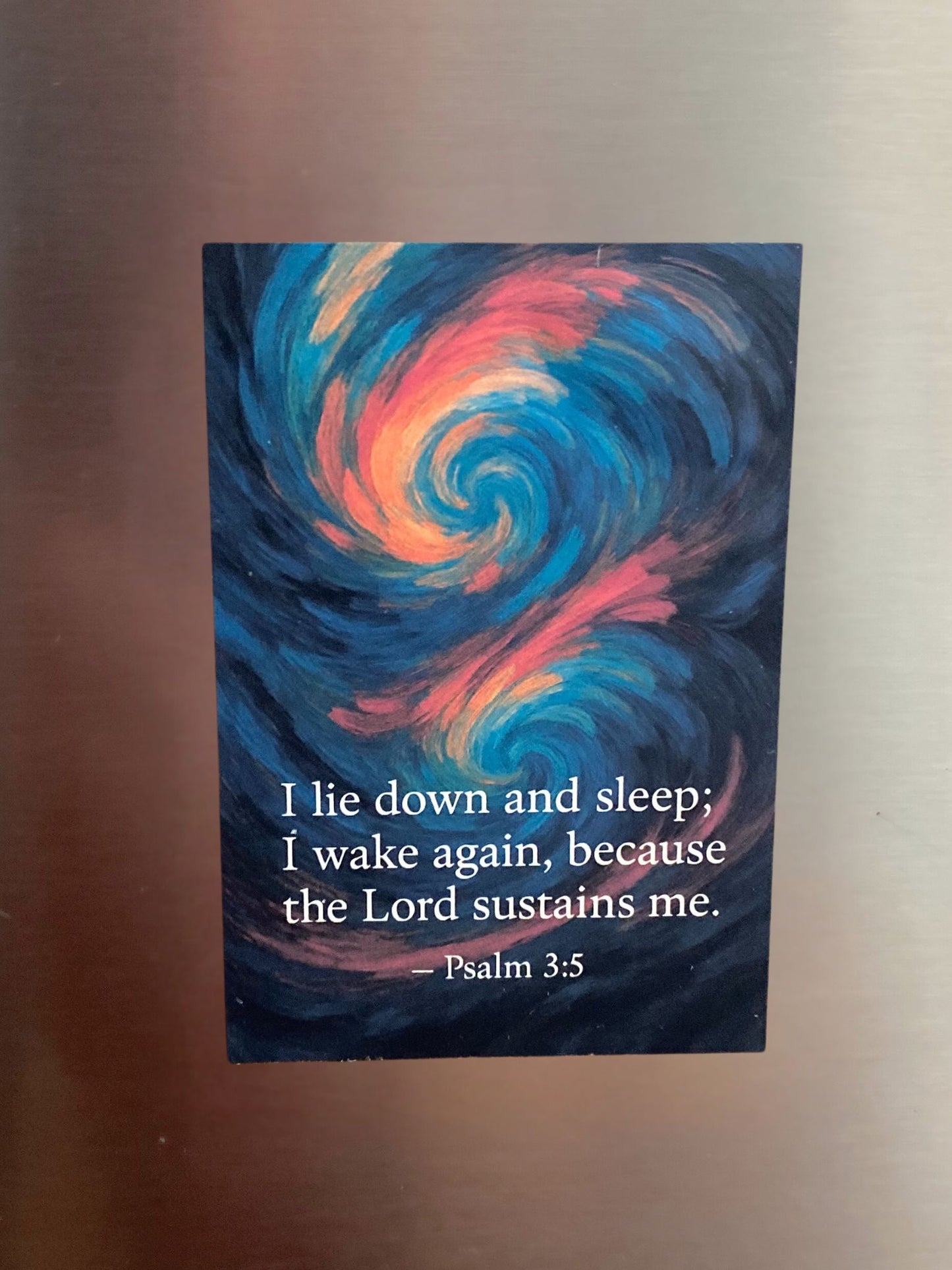 Psalm 3:5 Scripture Magnet – “I Lie Down and Sleep; I Wake Again, Because the Lord Sustains Me” | Christian Encouragement Gift