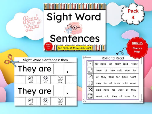 Pack 4: Sight Word Sentence Builder (for, have, of, they, said, want)