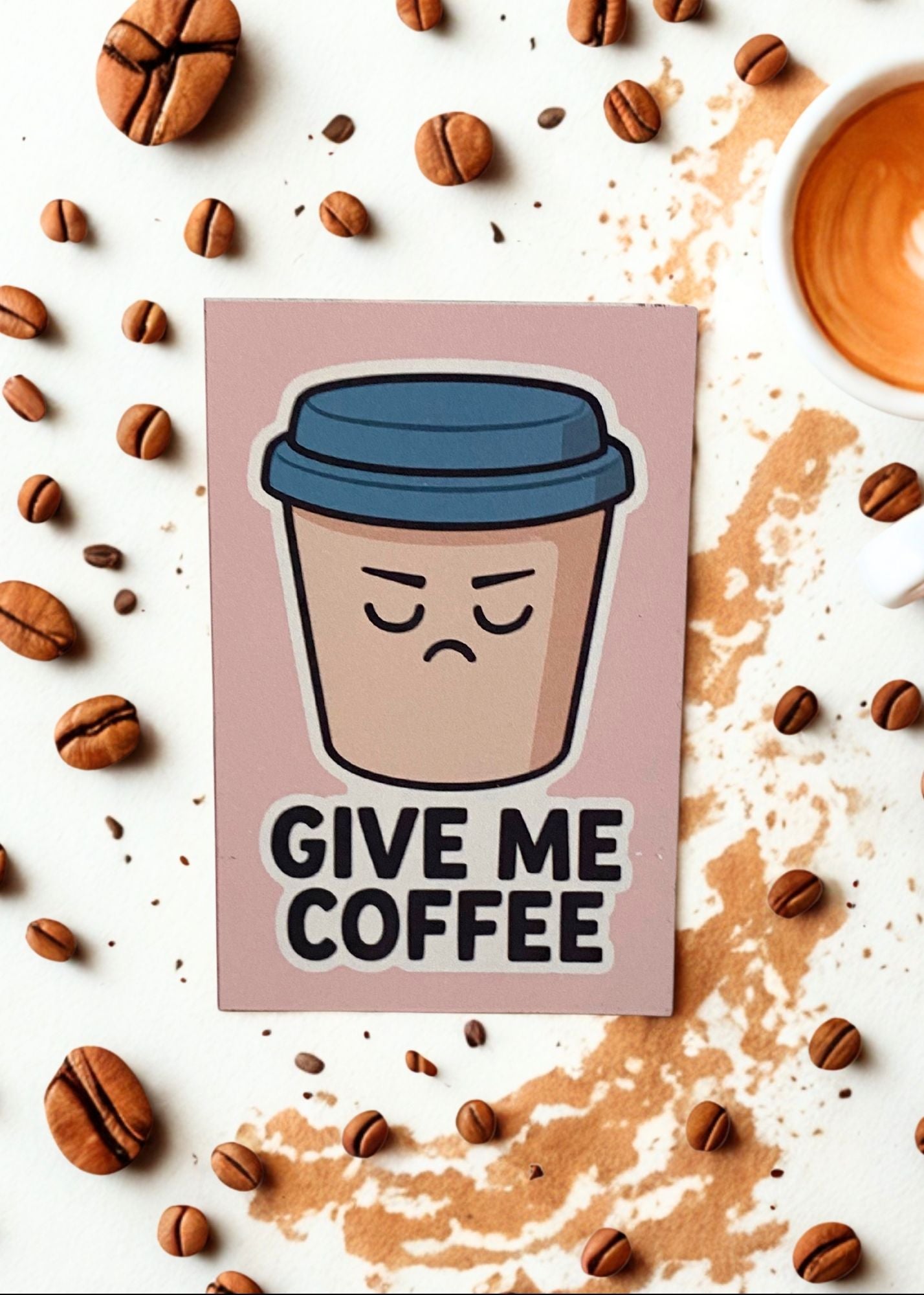 “Give Me Coffee” Magnet | Funny Coffee Quote – Grumpy Cup 2x3 Fridge Magnet