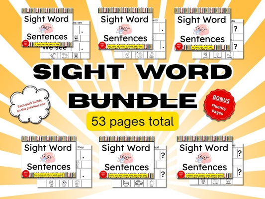 Sight Word Sentence Builder BUNDLE (Packs 1–6) | Hands-On Reading Fluency Practice
