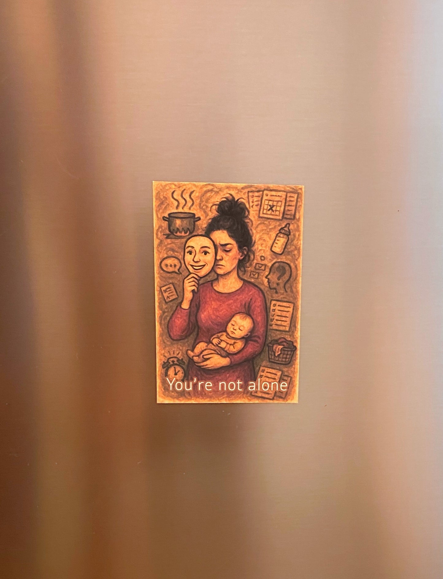 “You’re Not Alone” Mental Load Magnet – A Powerful Reminder for Moms