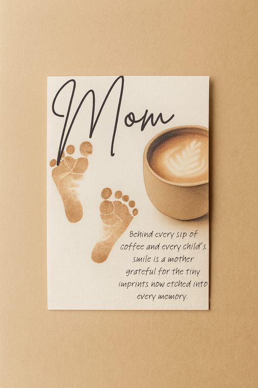 “Mom: Tiny Imprints & Coffee Sips” Magnet – Laminated Finish