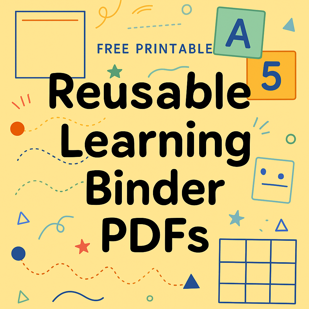 Reusable Learning Binder PDFs – Dry Erase Friendly Activities for Kids