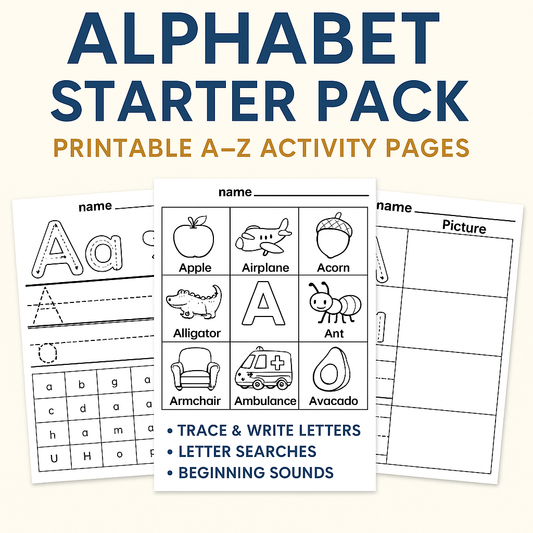 Alphabet Starter Pack – Printable A to Z Activity Pages