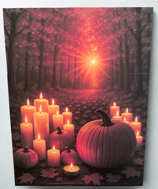 Fall Pumpkin Candle Magnet Puzzle – Cozy Autumn Fridge Décor (9-Piece Set)