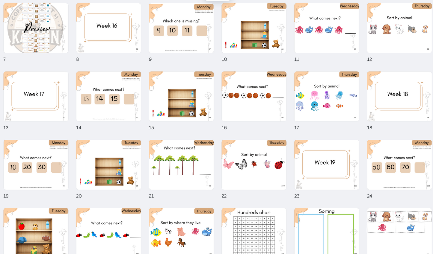 Free Kindergarten Math Warmups Workbook sample