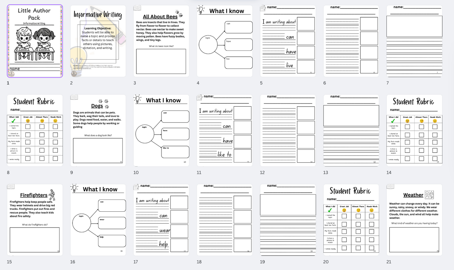 Little Author Pack: Informative Writing (Kindergarten)