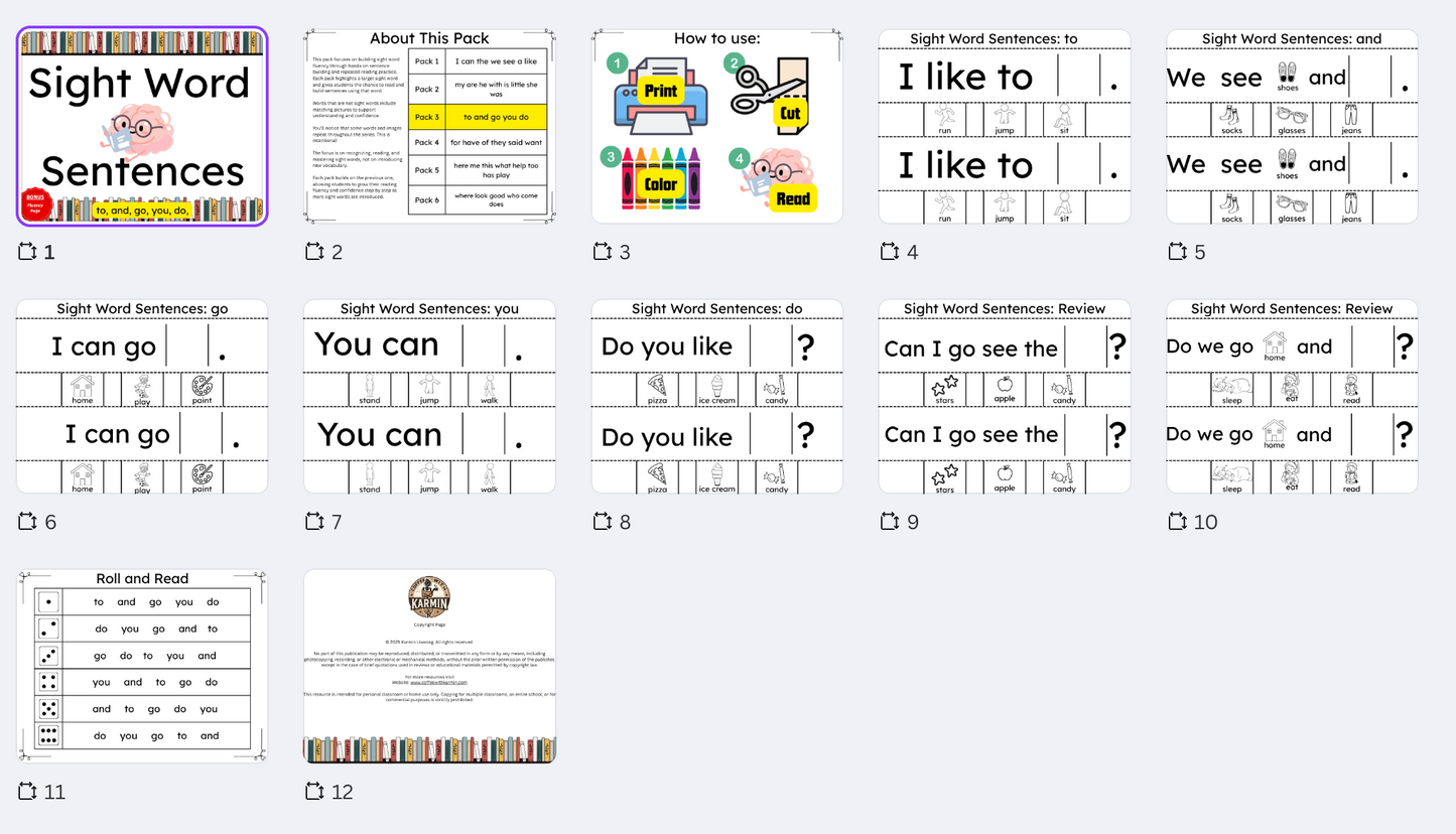 Sight Word Sentence Builder BUNDLE (Packs 1–6) | Hands-On Reading Fluency Practice