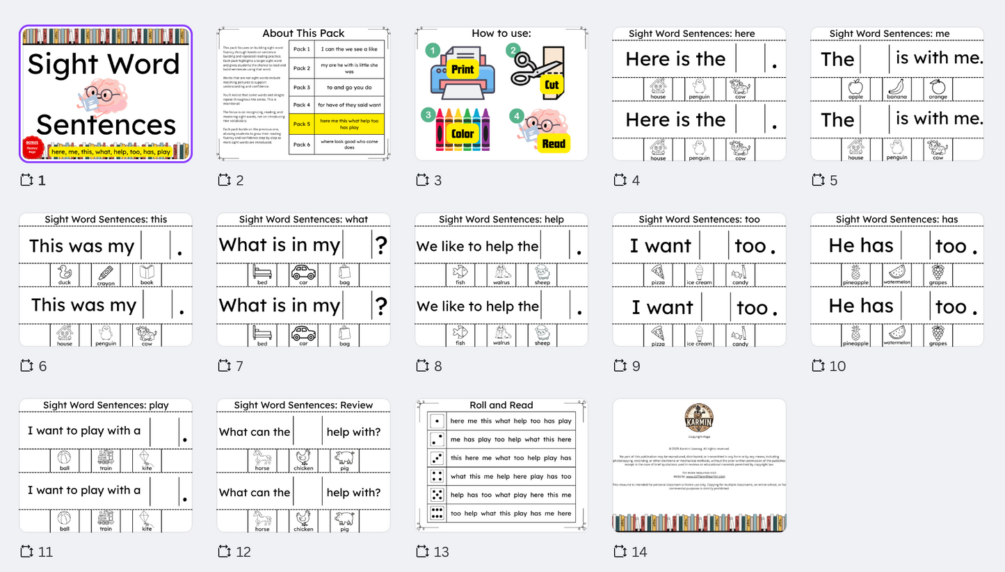 Sight Word Sentence Builder BUNDLE (Packs 1–6) | Hands-On Reading Fluency Practice